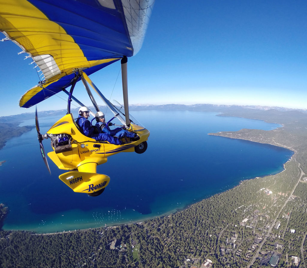 Hang gliding above Lake Tahoe CA